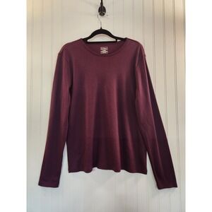 LL Bean Women's Burgundy 100% Supima Cotton Crew Neck Long Sleeve Top Size L